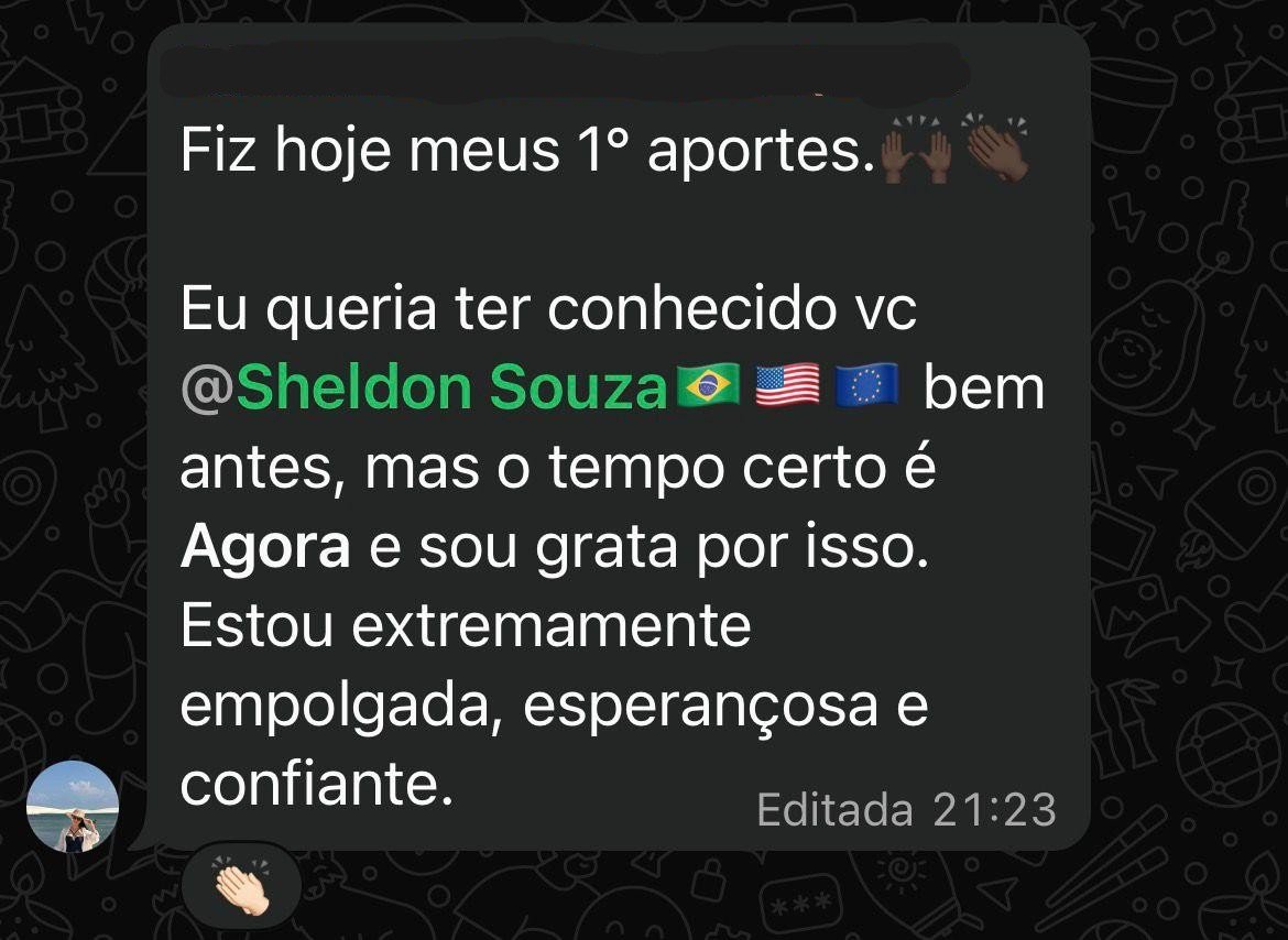 Depoimento de aluno Lord's Garden no WhatsApp